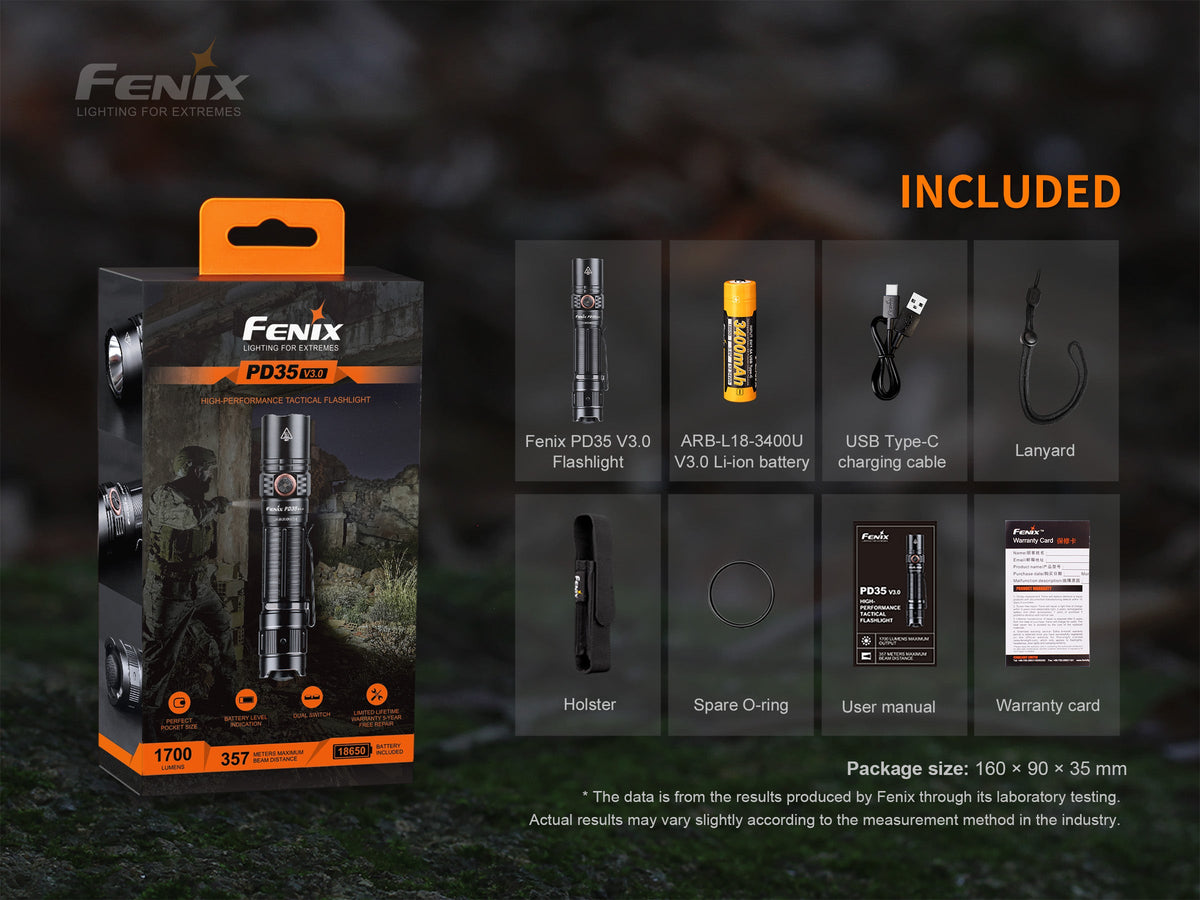 Fenix PD35 V3.0 Everyday Carry Flashlight - 1700 Lumens - Michaela's Outdoors
