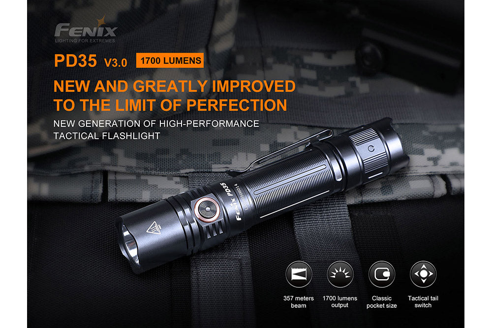Fenix PD35 V3.0 Everyday Carry Flashlight - 1700 Lumens - Michaela's Outdoors