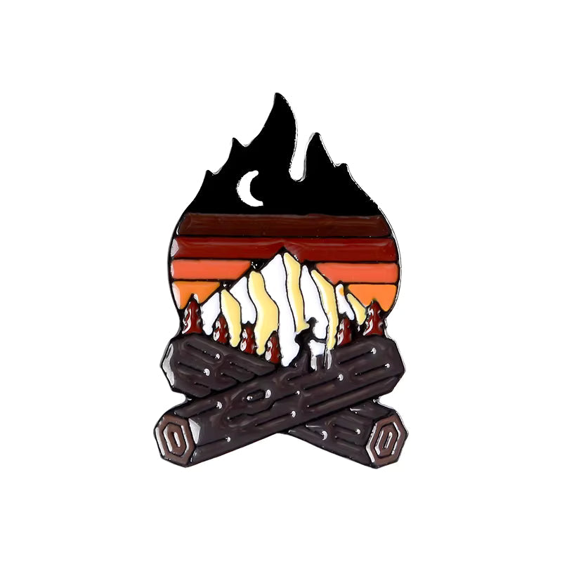 Campfire Under the Night Sky Enamel Pin – Cozy Outdoor Adventure Pin - Michaela's Outdoors