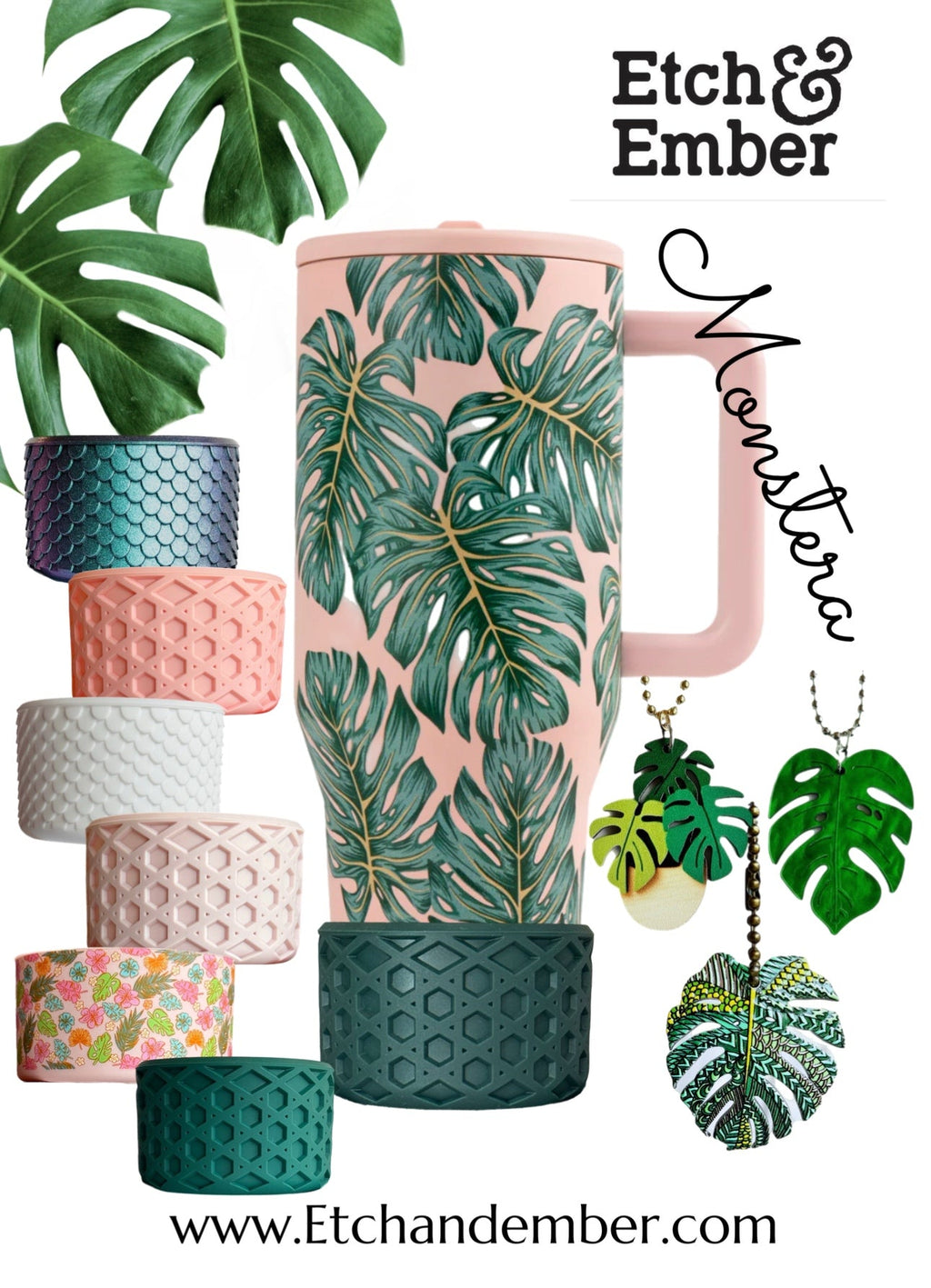 Monstera Charms - Tumbler Handle Charm - Michaela's Outdoors