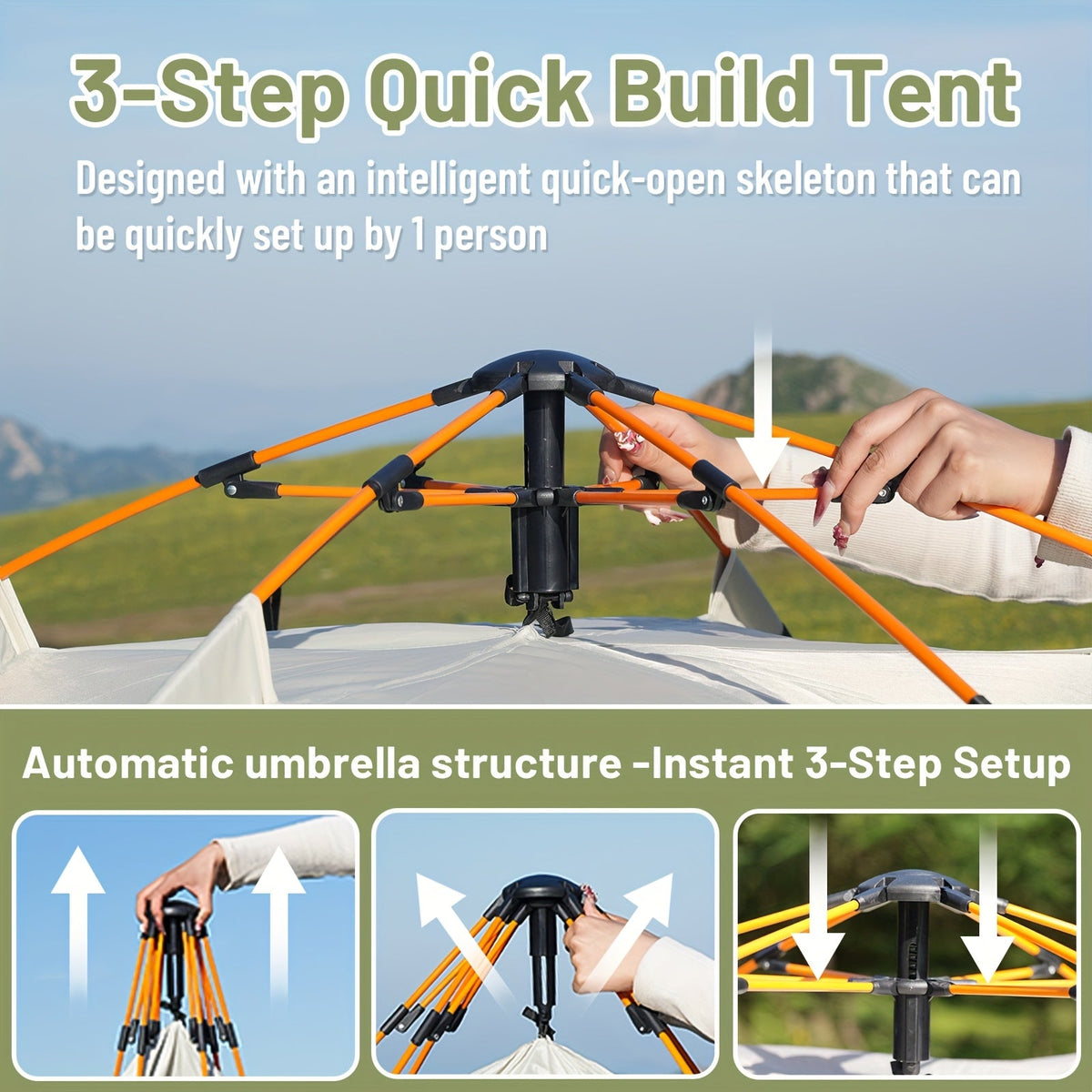 3-4 Person Instant Pop Up Camping Tent Waterproof Quick Setup Outdoor Portable - Michaela's Outdoors