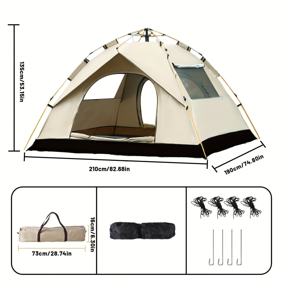 3-4 Person Instant Pop Up Camping Tent Waterproof Quick Setup Outdoor Portable - Michaela's Outdoors