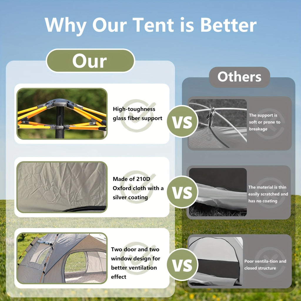 3-4 Person Instant Pop Up Camping Tent Waterproof Quick Setup Outdoor Portable - Michaela's Outdoors