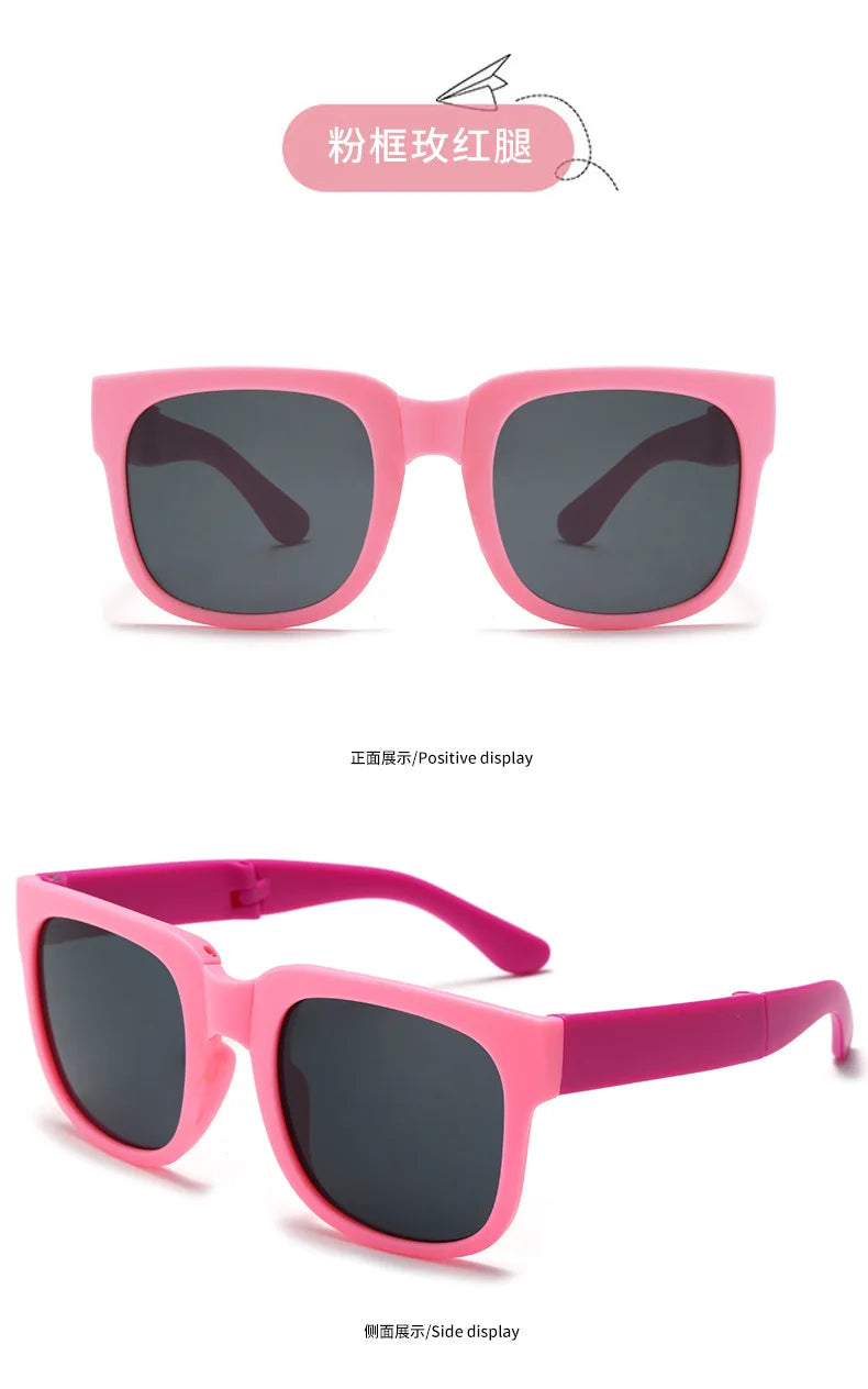Colorful Folding Sunglasses Outdoor Sunglasses Boys Girls Brand Design Square Glasses Eyewear Protection Uv400 - Michaela's Outdoors