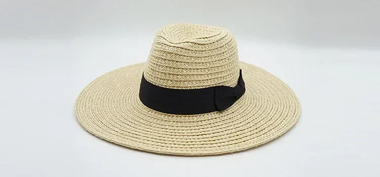 Women Wide Brim Straw Hat with Chin Strap Summer Sun Hats UV Sun Protection Beach Hat Wind Lanyard UPF Derby Travel Hat