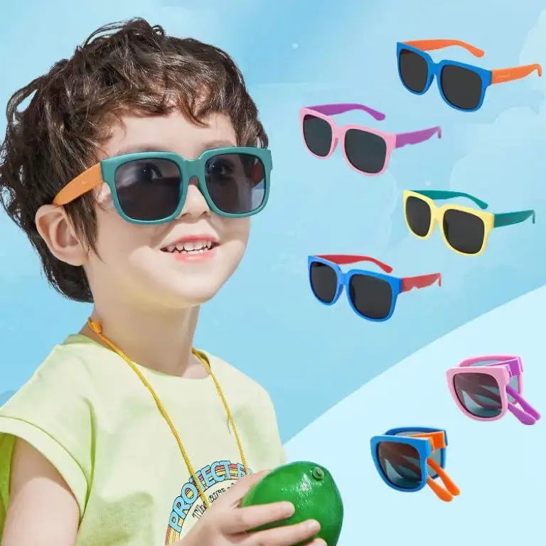 Colorful Folding Sunglasses Outdoor Sunglasses Boys Girls Brand Design Square Glasses Eyewear Protection Uv400 - Michaela's Outdoors