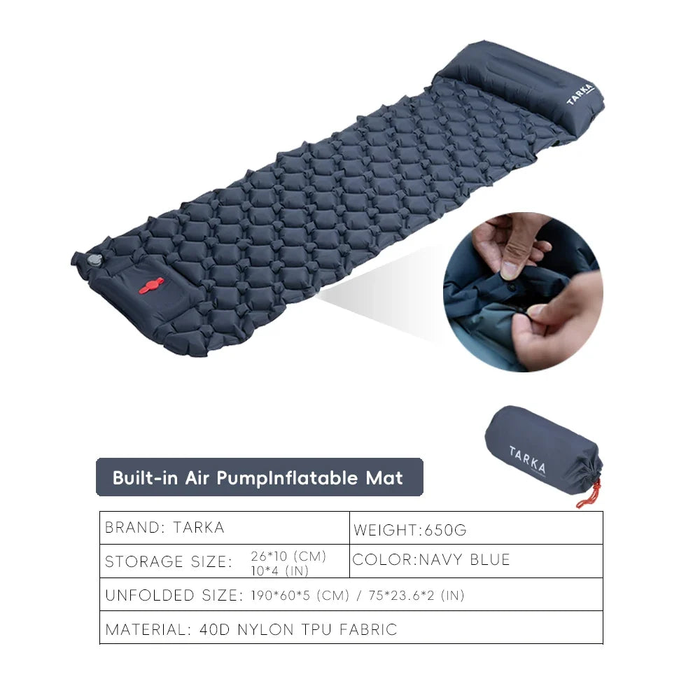 TARKA Inflatable Camping Mats Air Cushion With Pillow Outdoor Tourist Sleeping Pad Self-Inflating   Mattress For Hiking Climbing - Michaela's Outdoors