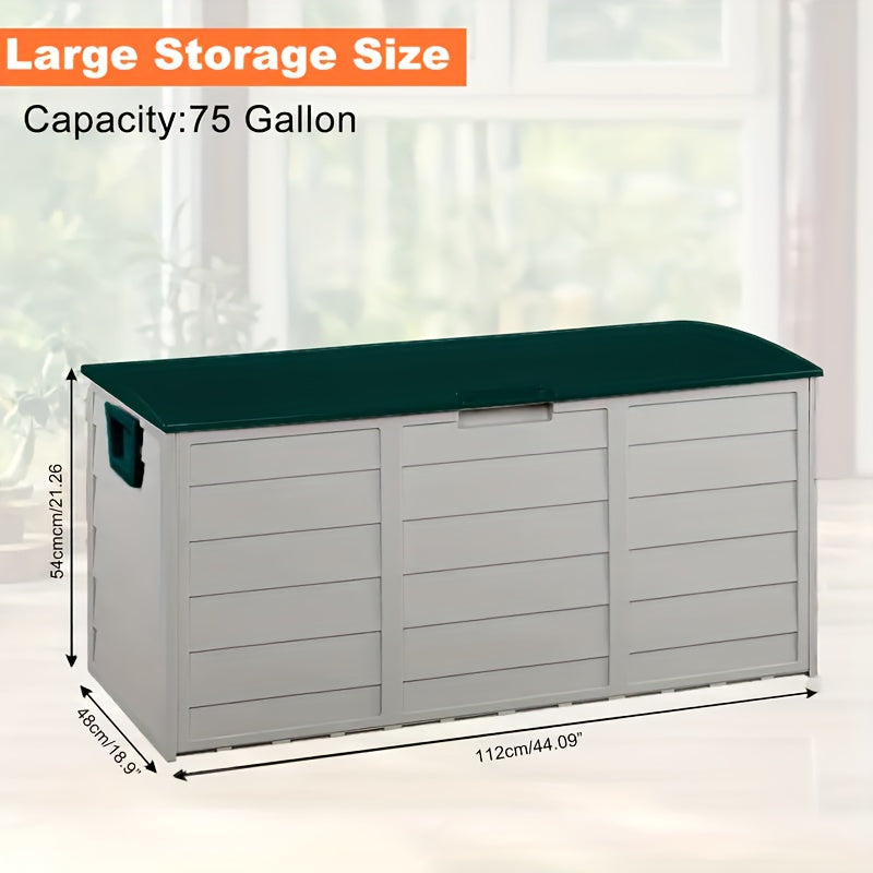 75 Gallon Heavy-Duty Outdoor Deck Box – Waterproof Patio Storage Box with Hinged Lid, Lockable & Easy Assembly - Michaela's Outdoors