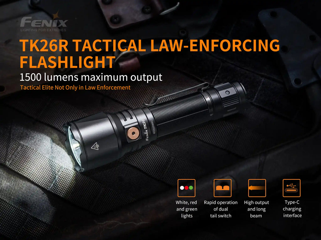 Fenix TK26R Tactical LED Flashlight - 1500 Lumens - Michaela's Outdoors