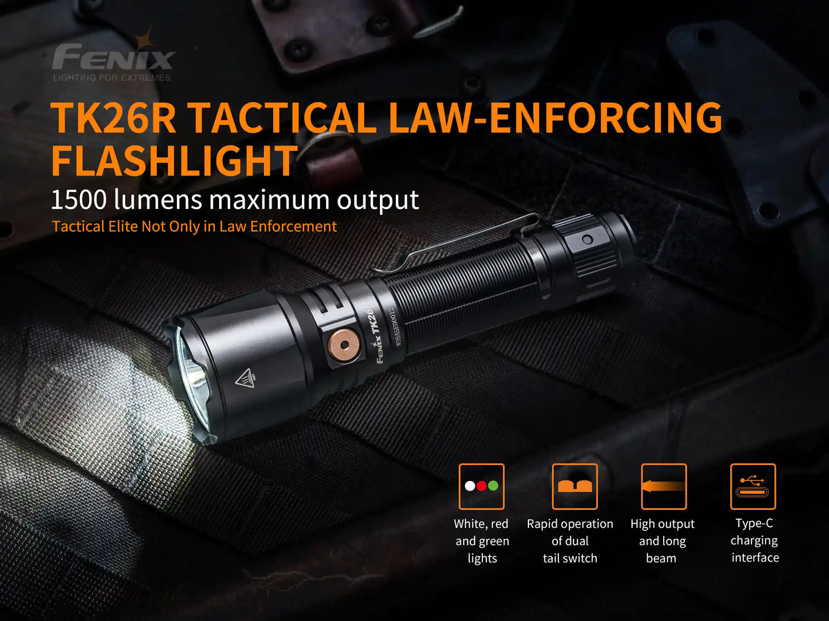 Fenix TK26R Tactical LED Flashlight - 1500 Lumens - Michaela's Outdoors
