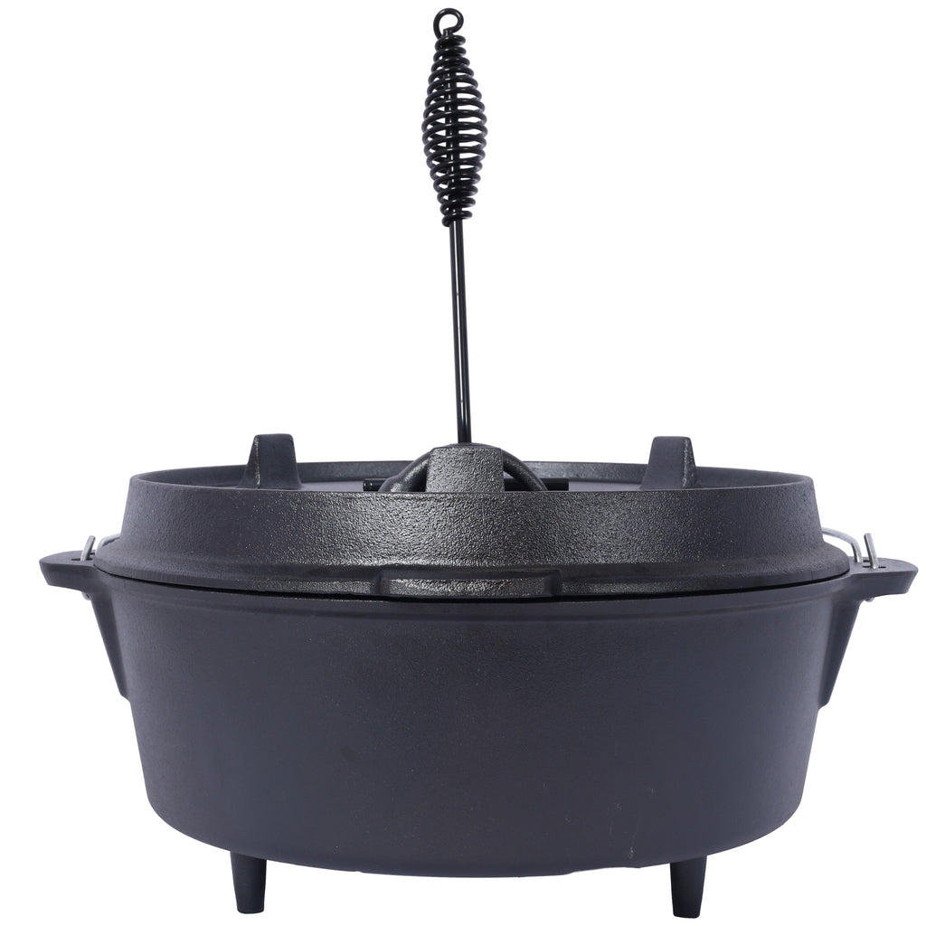 Pre-Seasoned Cast Iron Dutch Oven With Skillet Lid - Michaela's Outdoors
