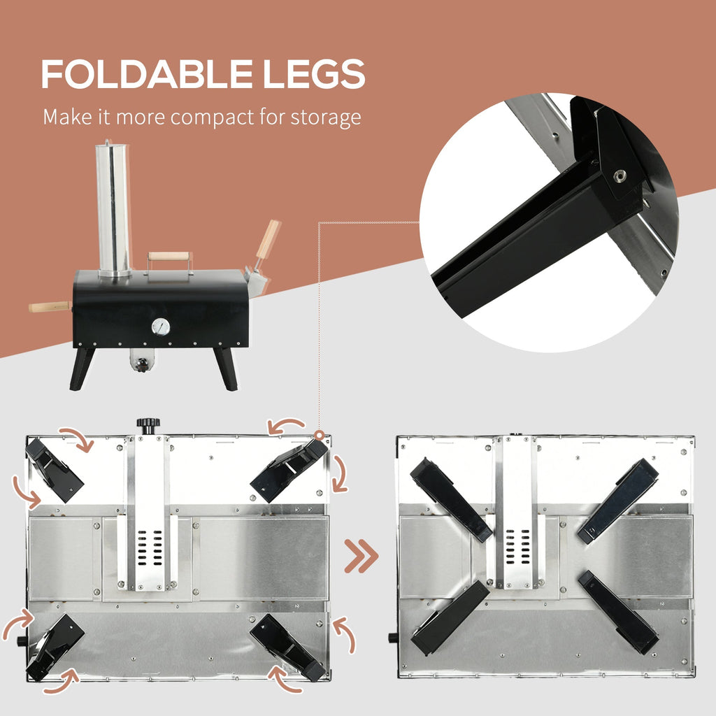 Outsunny Outdoor Pizza Oven with 12" Rotating Stone and Foldable Legs - Michaela's Outdoors