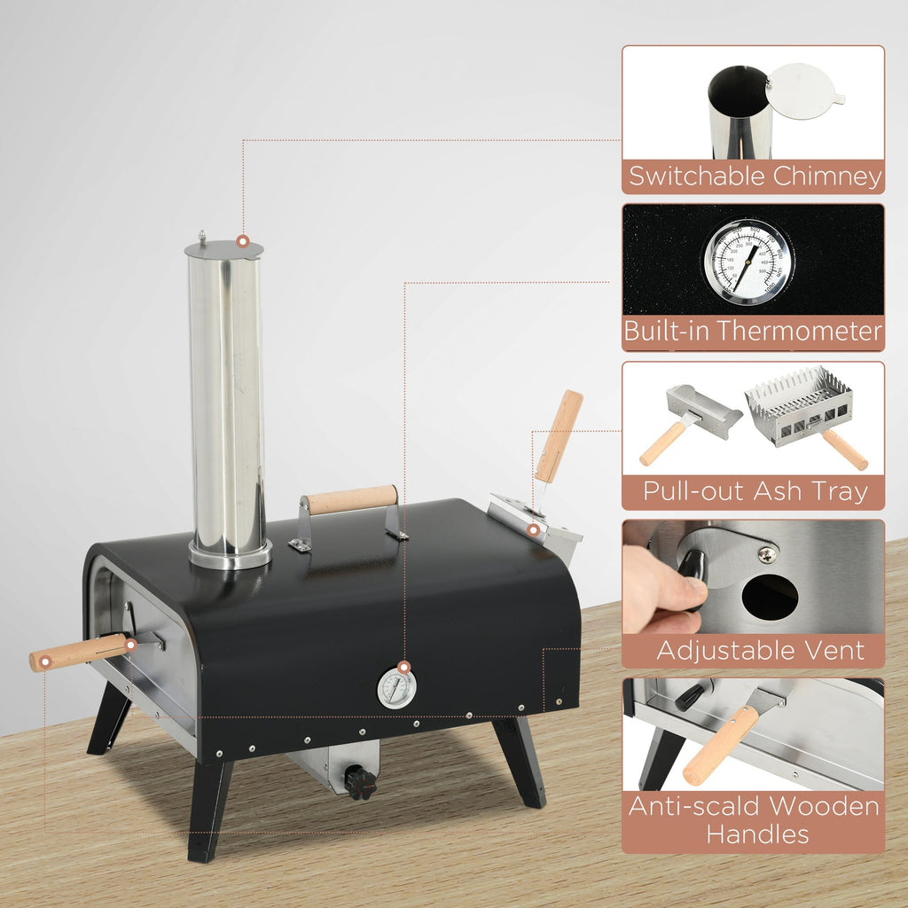 Outsunny Outdoor Pizza Oven with 12" Rotating Stone and Foldable Legs - Michaela's Outdoors