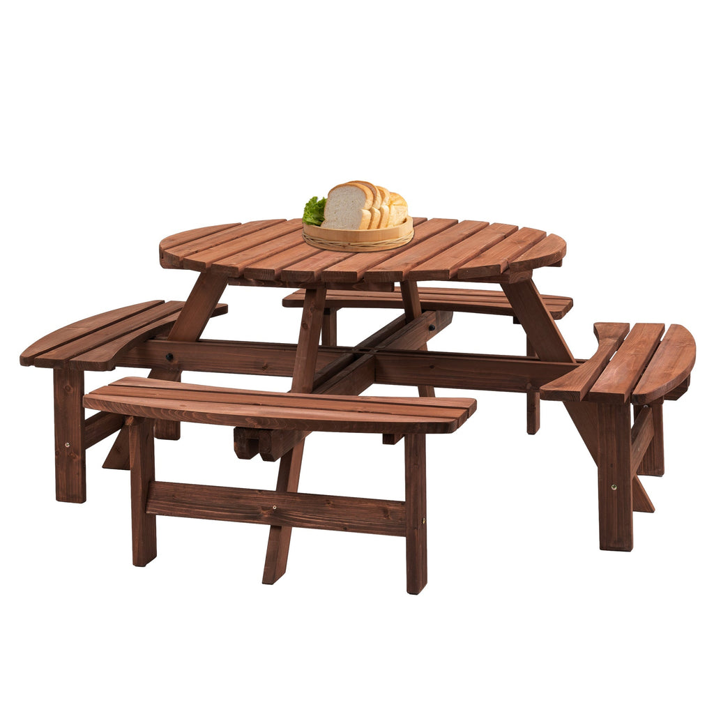 8 Person Wooden Picnic Table Outdoor Camping Dining Table with Seat - Michaela's Outdoors
