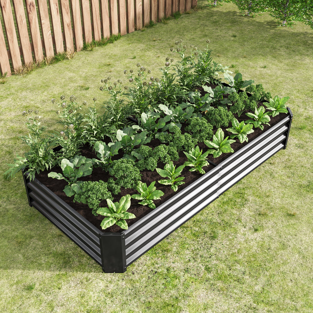 Raised Garden Bed Outdoor 6×3×1 ft Metal Raised Rectangle Planter Bed - Michaela's Outdoors