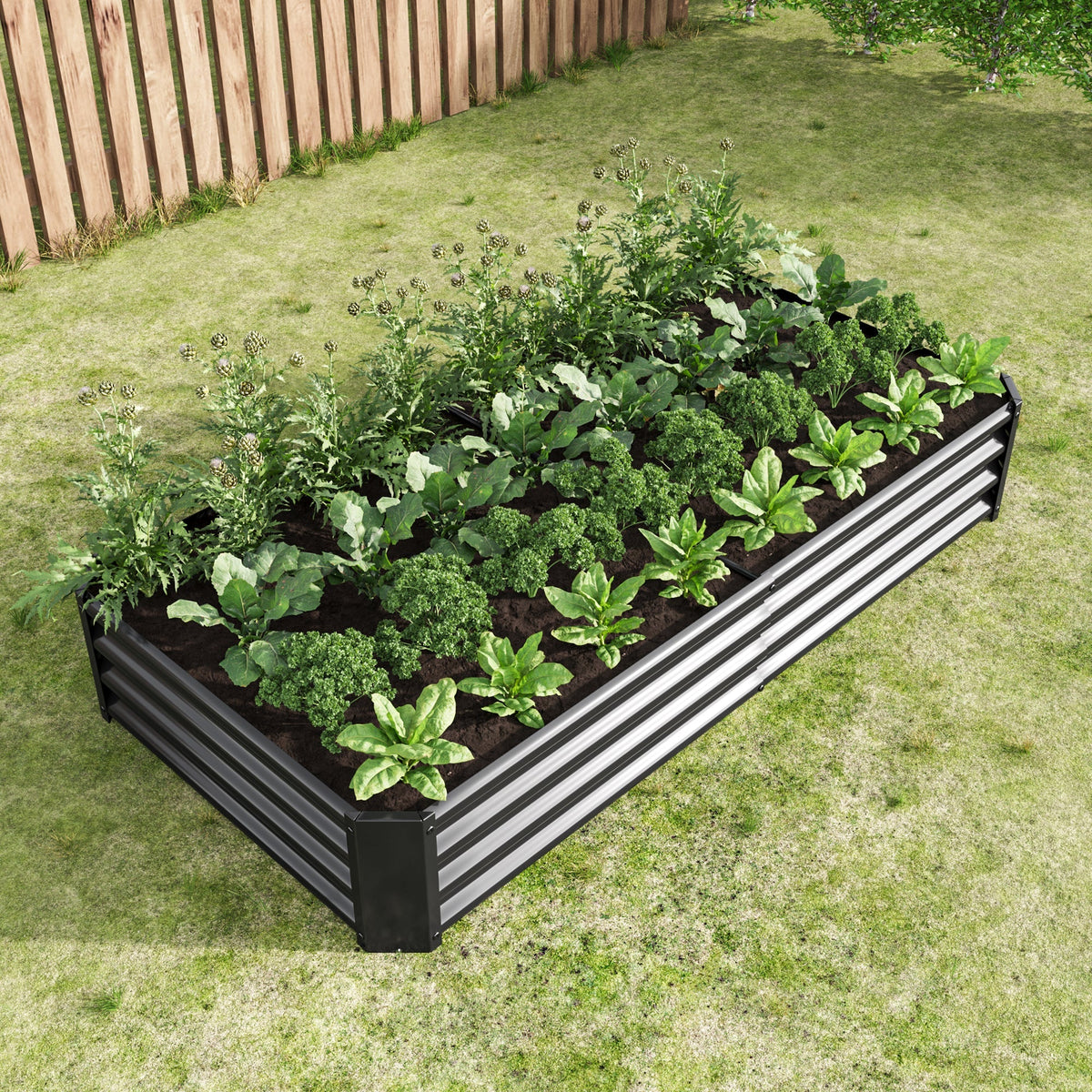 Raised Garden Bed Outdoor 6×3×1 ft Metal Raised Rectangle Planter Bed - Michaela's Outdoors