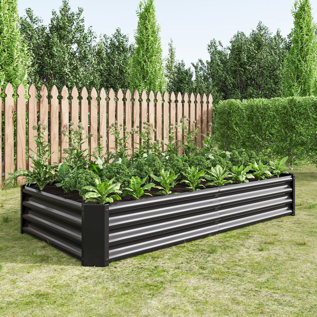Raised Garden Bed Outdoor 6×3×1 ft Metal Raised Rectangle Planter Bed - Michaela's Outdoors