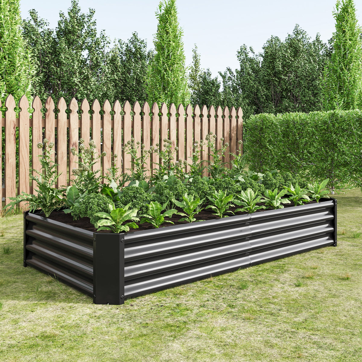 Raised Garden Bed Outdoor 6×3×1 ft Metal Raised Rectangle Planter Bed - Michaela's Outdoors