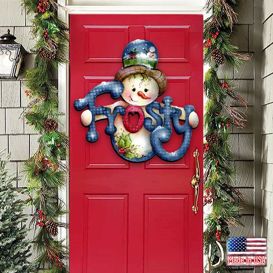 Frosty Christmas Door Decor by Jamie Mills-Price - Christmas Santa Snowman Decor - 8457505H