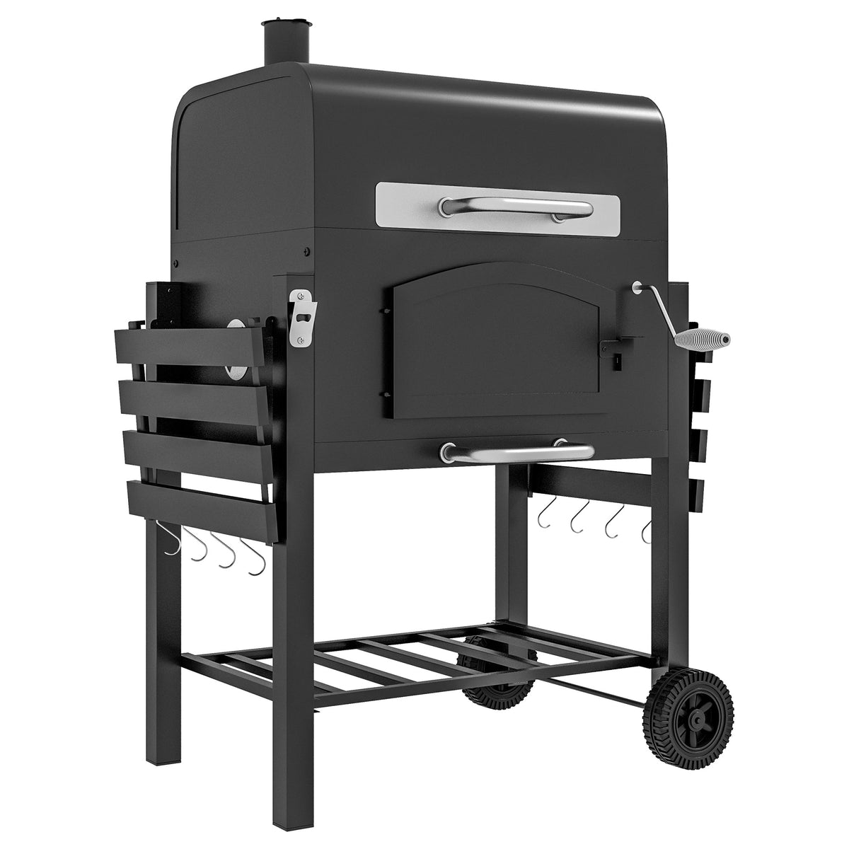 Outsunny Charcoal Grill with Adjustable Height & Folding Shelves - Michaela's Outdoors