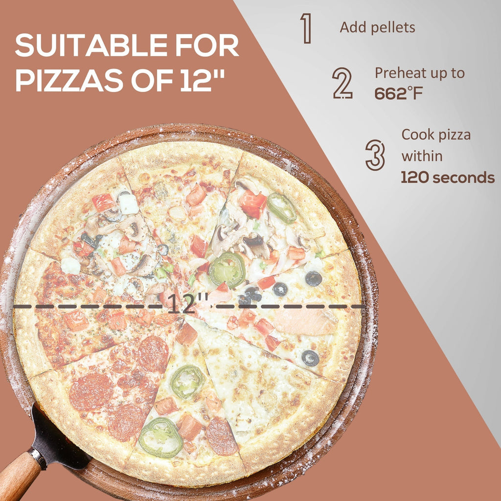 Outsunny Outdoor Pizza Oven with 12" Rotating Stone and Foldable Legs - Michaela's Outdoors