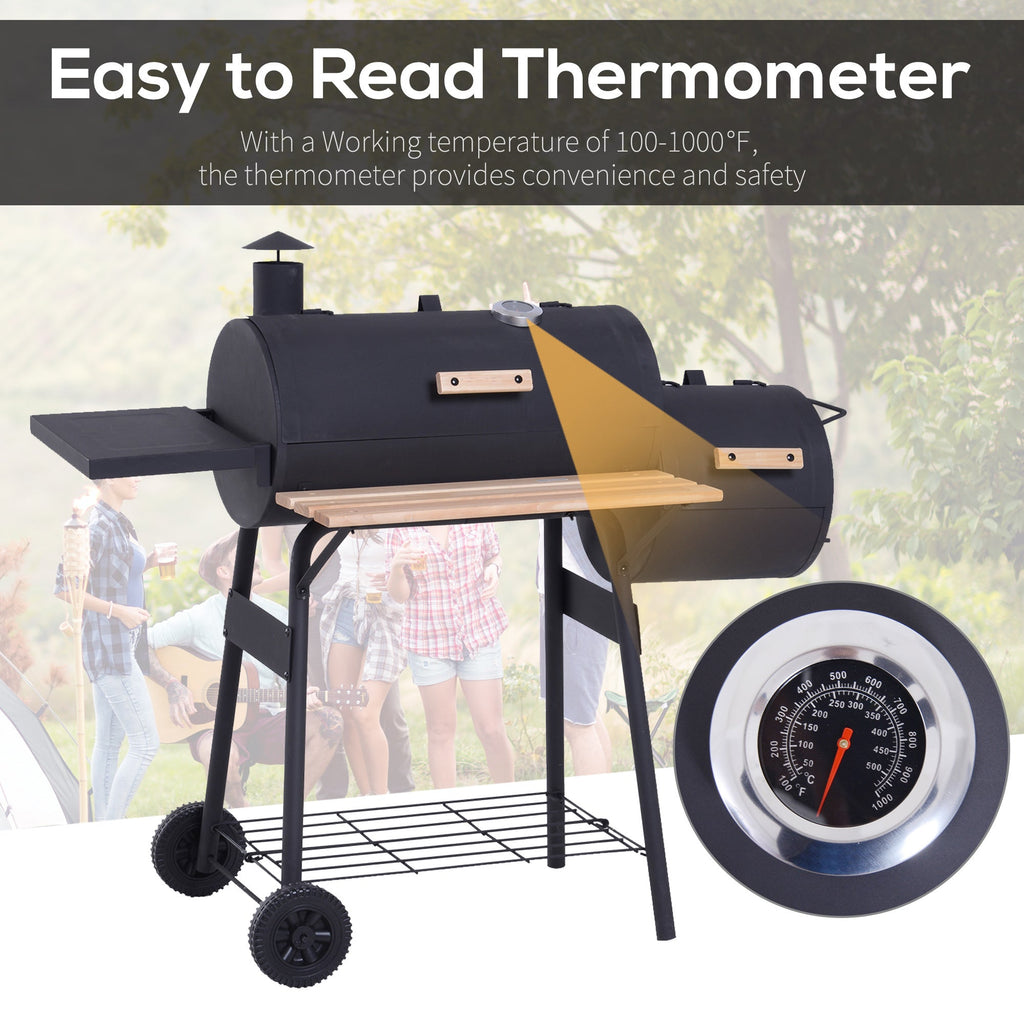 Outsunny 48' Steel Portable Backyard Charcoal BBQ Grill and Offset Smoker Combo - Michaela's Outdoors