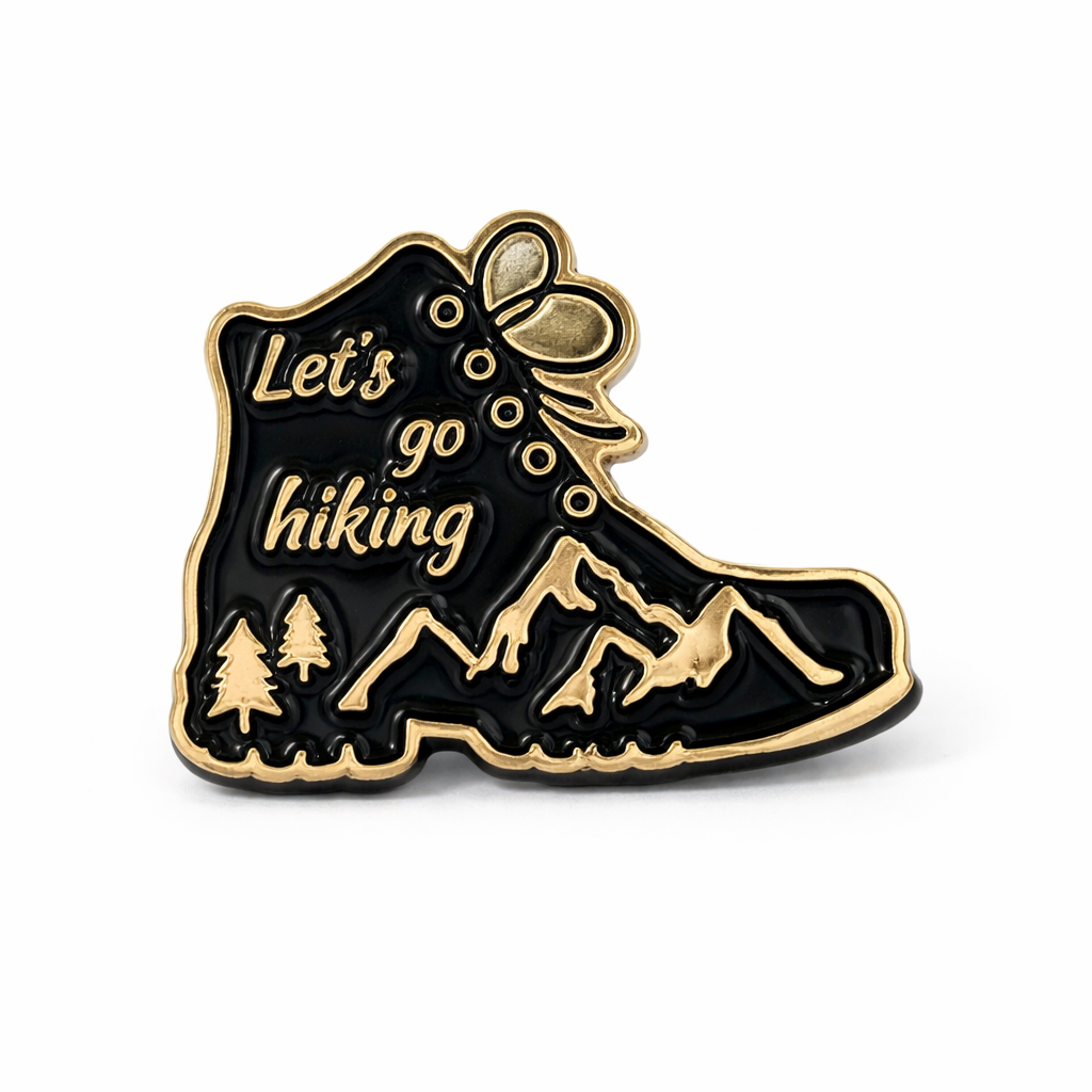 Let’s Go Hiking Enamel Pin – Mountain Boot Outdoor Adventure Lapel Pin - Michaela's Outdoors