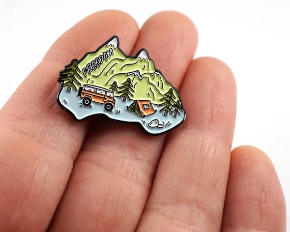 Australia Camping Enamel Pin – Freedom Road Trip & Mountain Adventure Design - Michaela's Outdoors