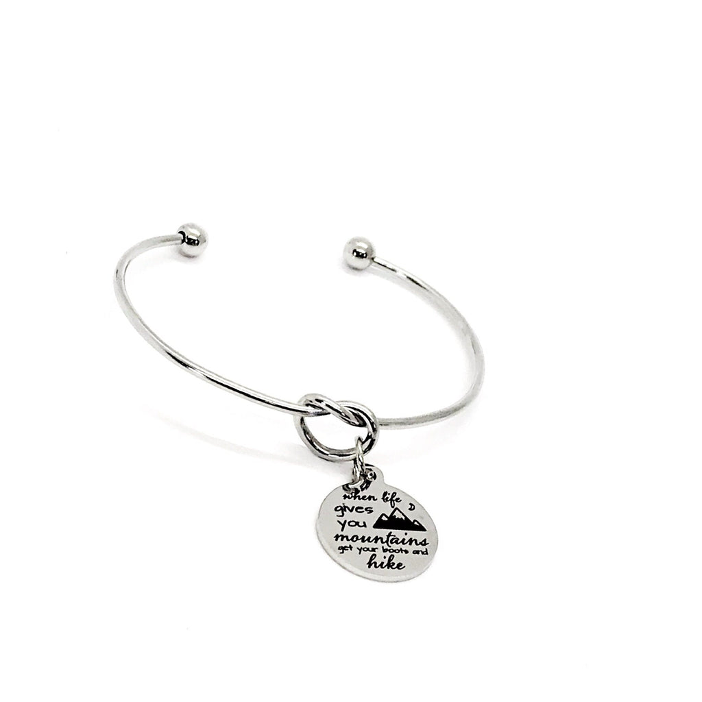 Motivating Gift, When Life Gives You Mountains, Grab Your Boots And Hike Bracelet, Encouragement Gift, Sympathy Gift, Tough Times Gift - Michaela's Outdoors