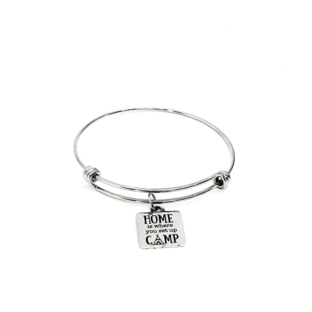 Camping Gift, Home Is Where You Set Up Camp Bracelet, Camping Partner Gift, Wife Gift, Camping Lover, Charm Bracelet, Stacking Bracelet - Michaela's Outdoors