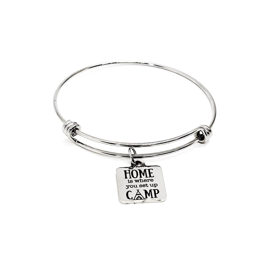 Camping Gift, Home Is Where You Set Up Camp Bracelet, Camping Partner Gift, Wife Gift, Camping Lover, Charm Bracelet, Stacking Bracelet - Michaela's Outdoors