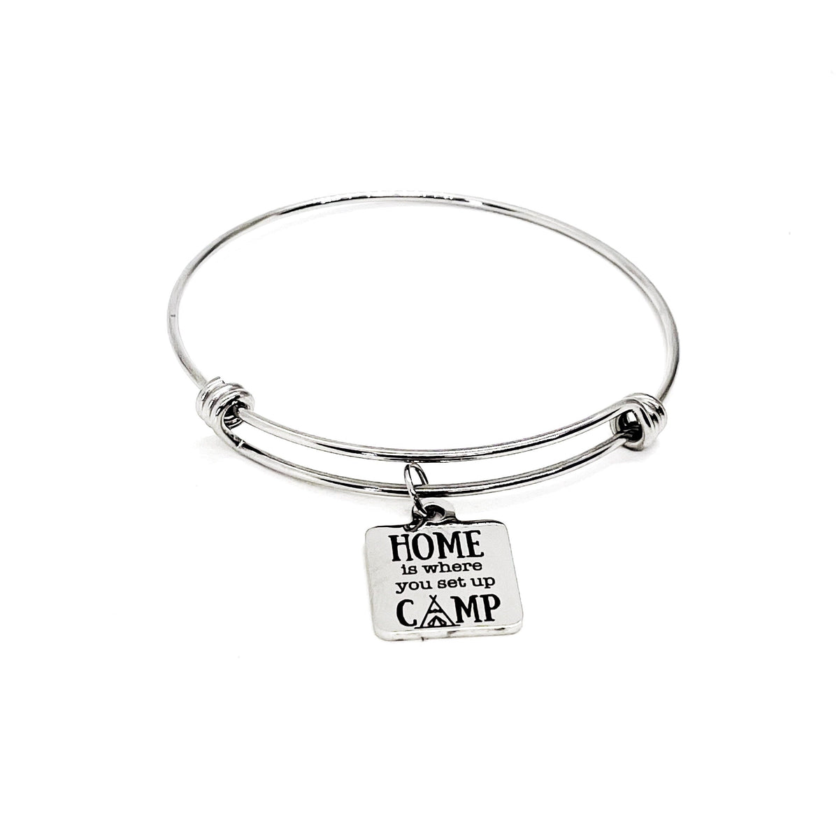 Camping Gift, Home Is Where You Set Up Camp Bracelet, Camping Partner Gift, Wife Gift, Camping Lover, Charm Bracelet, Stacking Bracelet - Michaela's Outdoors