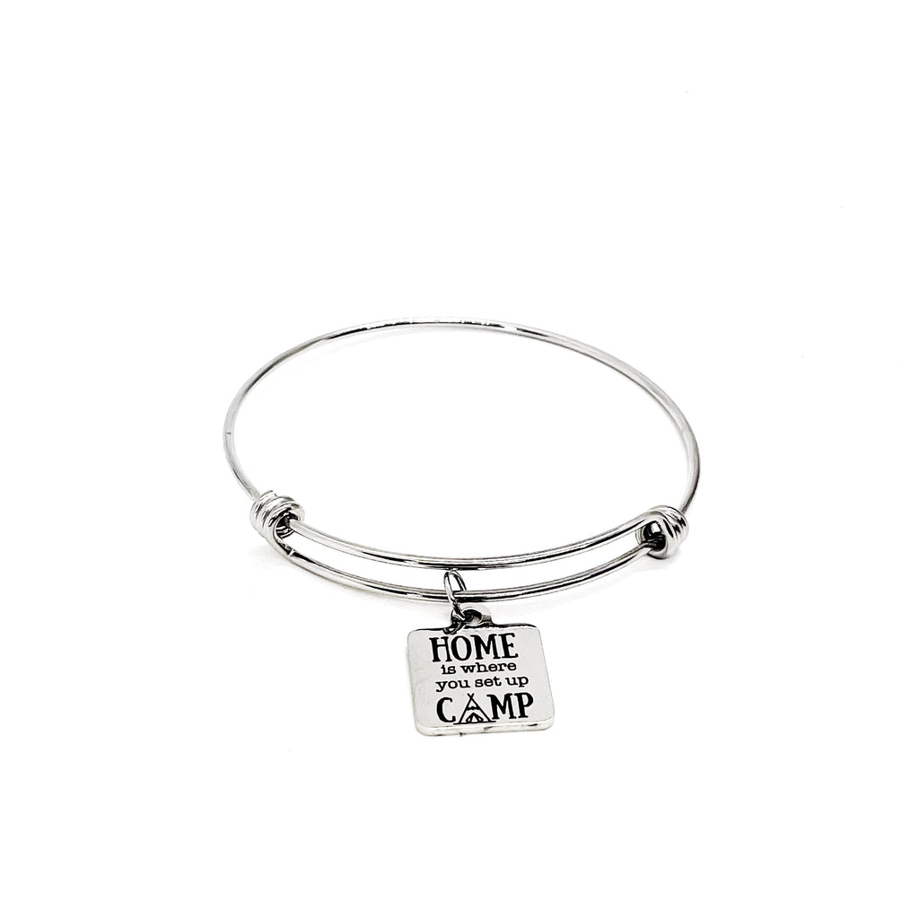 Camping Gift, Home Is Where You Set Up Camp Bracelet, Camping Partner Gift, Wife Gift, Camping Lover, Charm Bracelet, Stacking Bracelet - Michaela's Outdoors