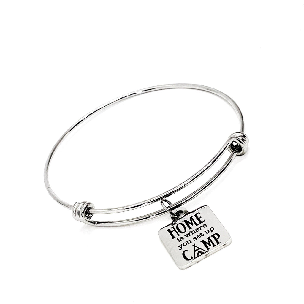 Camping Gift, Home Is Where You Set Up Camp Bracelet, Camping Partner Gift, Wife Gift, Camping Lover, Charm Bracelet, Stacking Bracelet - Michaela's Outdoors