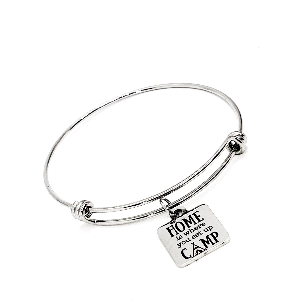 Camping Gift, Home Is Where You Set Up Camp Bracelet, Camping Partner Gift, Wife Gift, Camping Lover, Charm Bracelet, Stacking Bracelet - Michaela's Outdoors