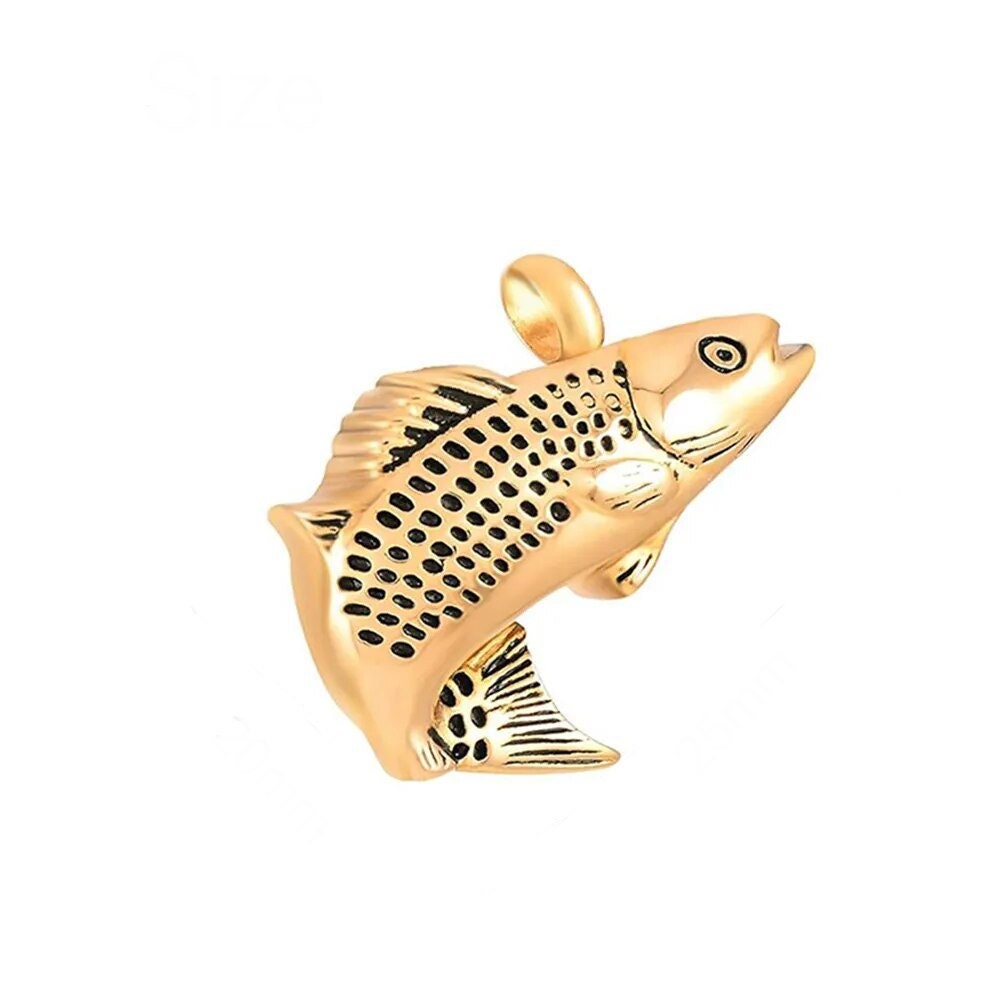 Memorial Fish URN Necklace Silver or Gold Outdoorsman Urn Ash Cremation Waterproof Stainless Steel Cross Container Jewelry Remains Funeral - Michaela's Outdoors