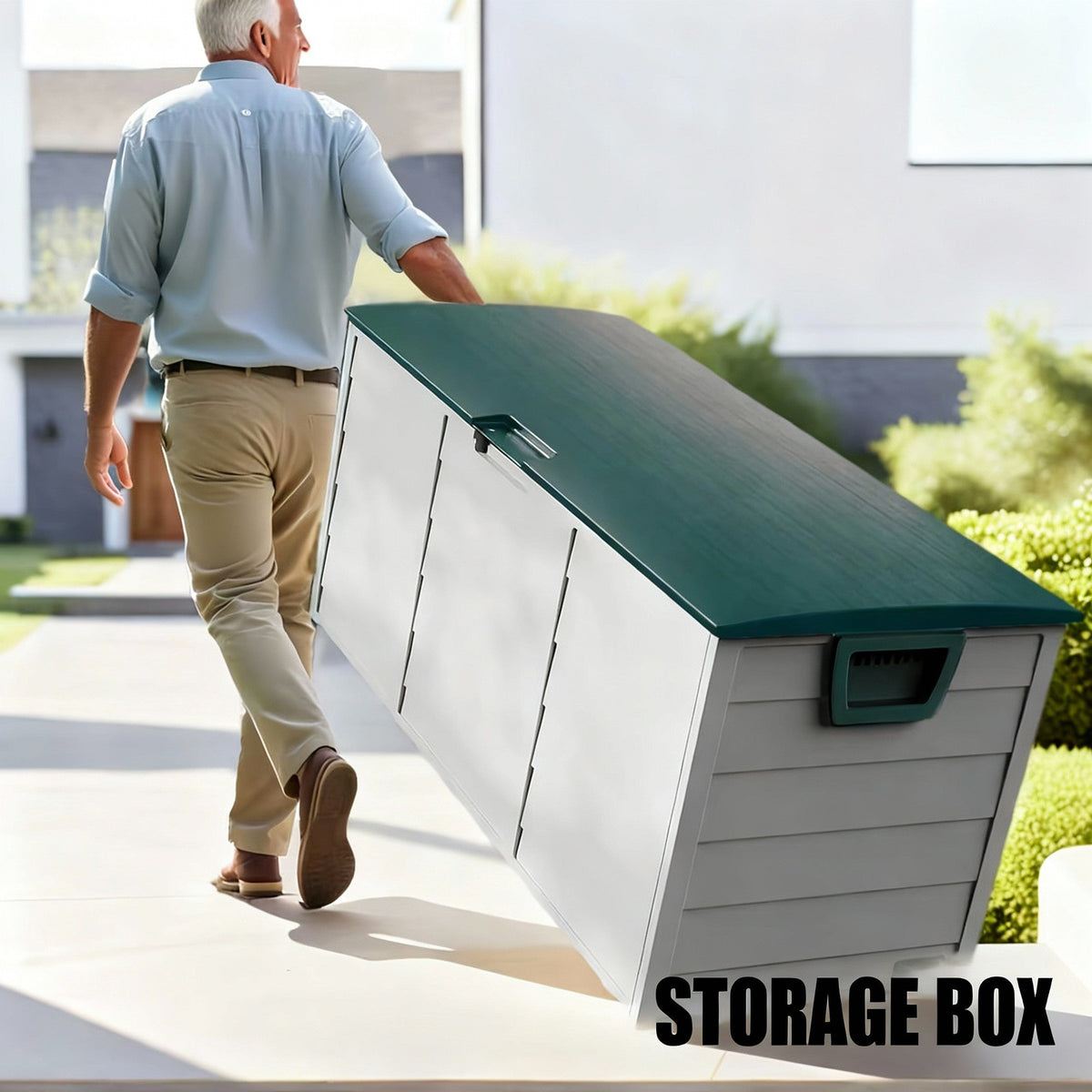 75 Gallon Heavy-Duty Outdoor Deck Box – Waterproof Patio Storage Box with Hinged Lid, Lockable & Easy Assembly - Michaela's Outdoors
