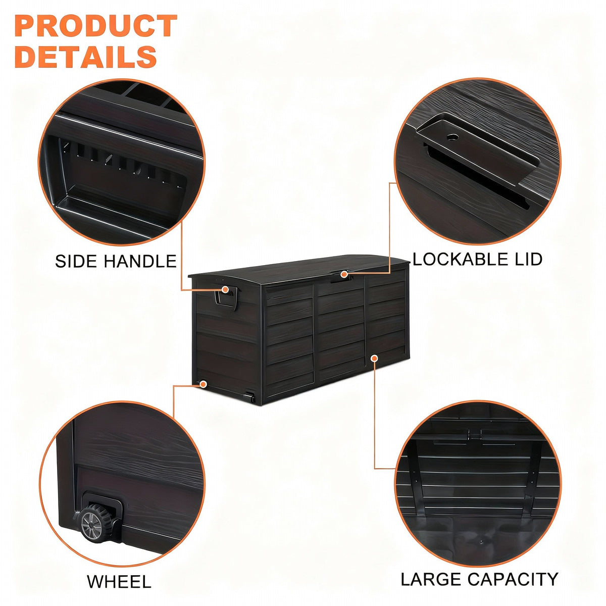 75 Gallon Heavy-Duty Outdoor Deck Box – Waterproof Patio Storage Box with Hinged Lid, Lockable & Easy Assembly - Michaela's Outdoors