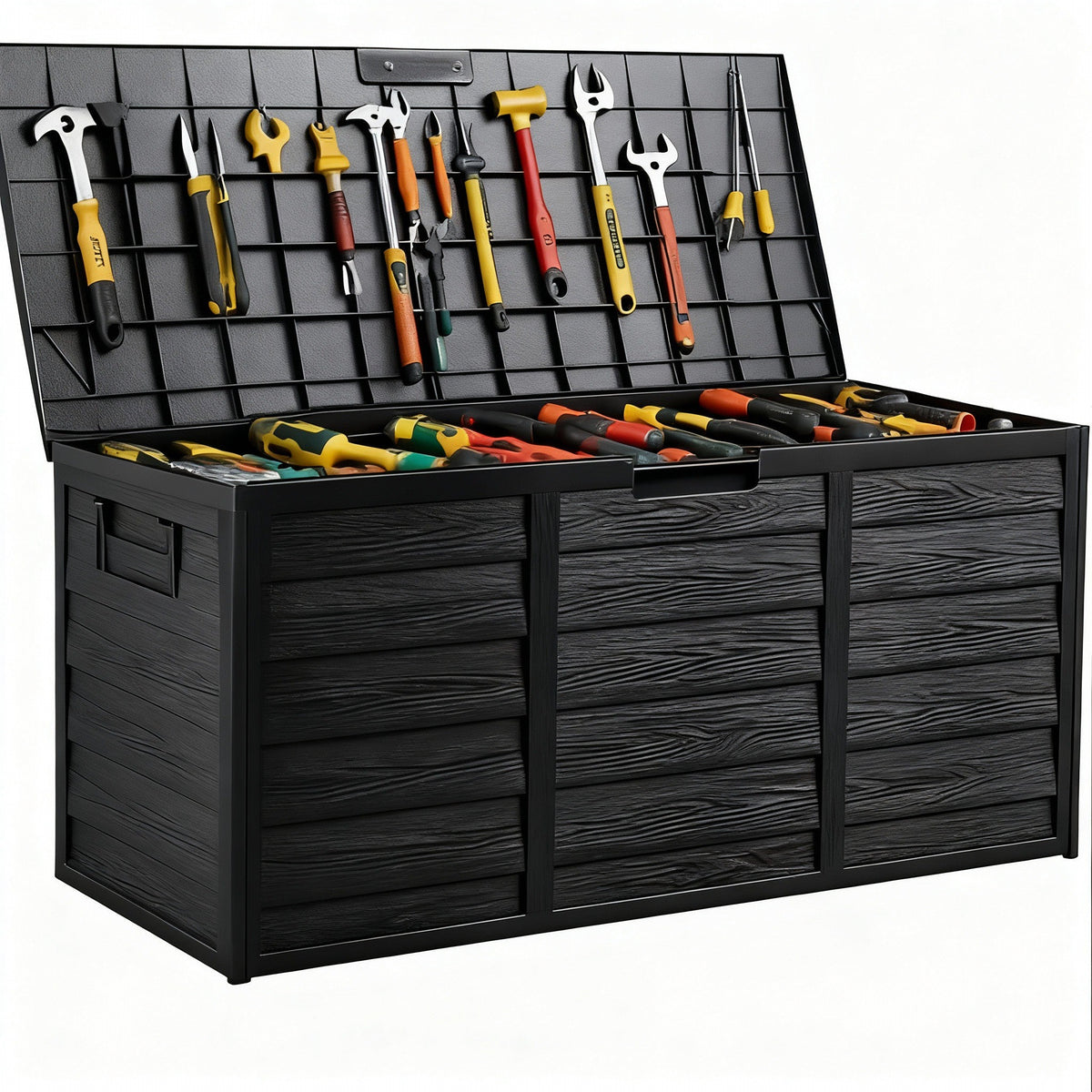 75 Gallon Heavy-Duty Outdoor Deck Box – Waterproof Patio Storage Box with Hinged Lid, Lockable & Easy Assembly - Michaela's Outdoors