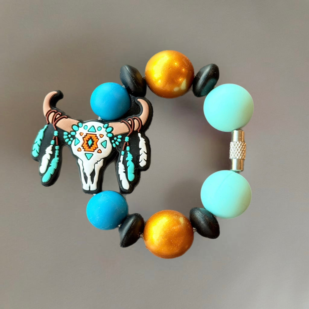 Aztec Skull Handle Bracelet - Tumbler Handle Charm - Michaela's Outdoors