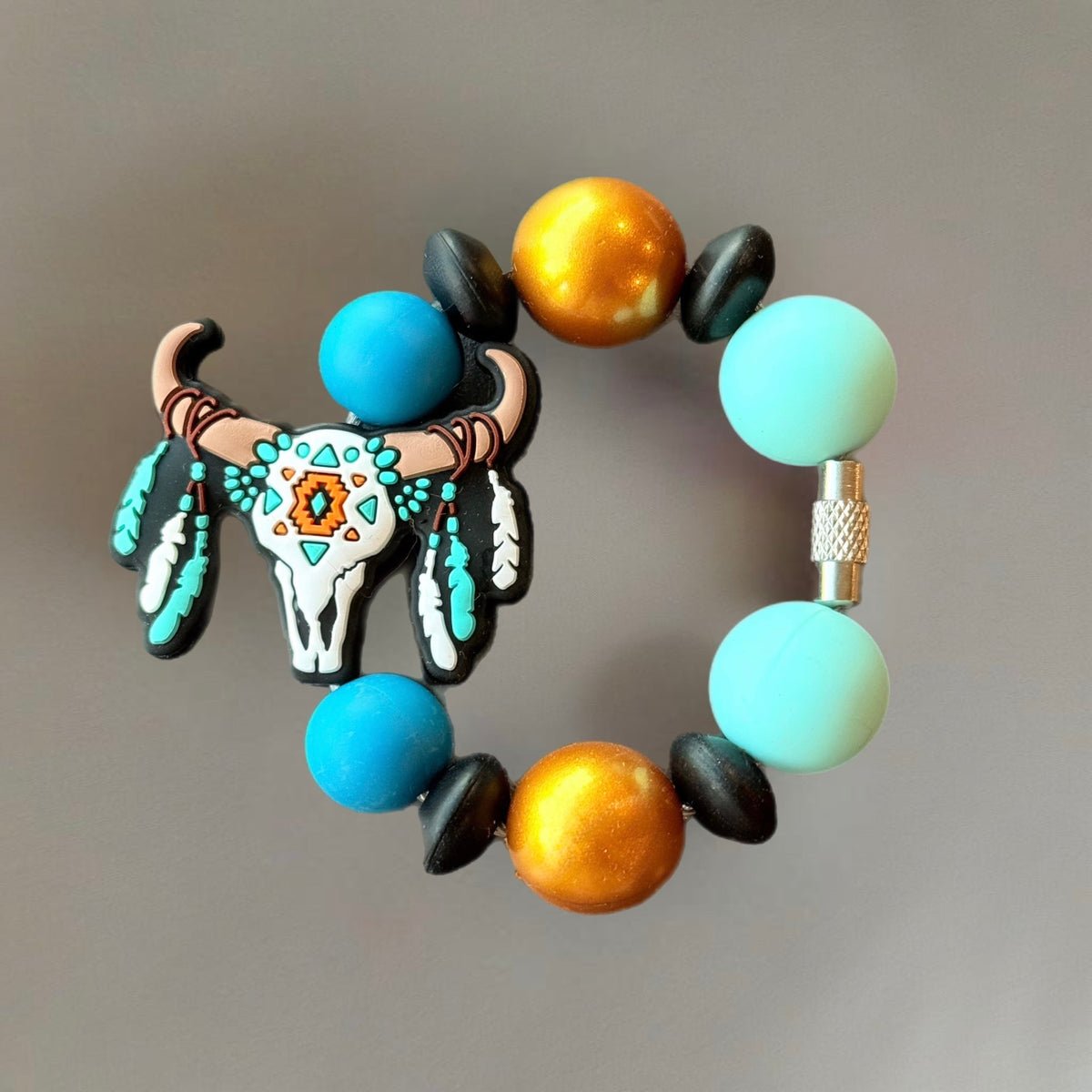 Aztec Skull Handle Bracelet - Tumbler Handle Charm - Michaela's Outdoors