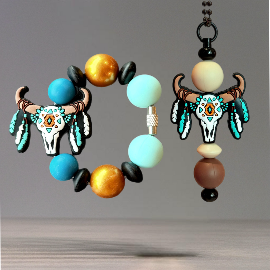 Aztec Skull Handle Bracelet - Tumbler Handle Charm - Michaela's Outdoors