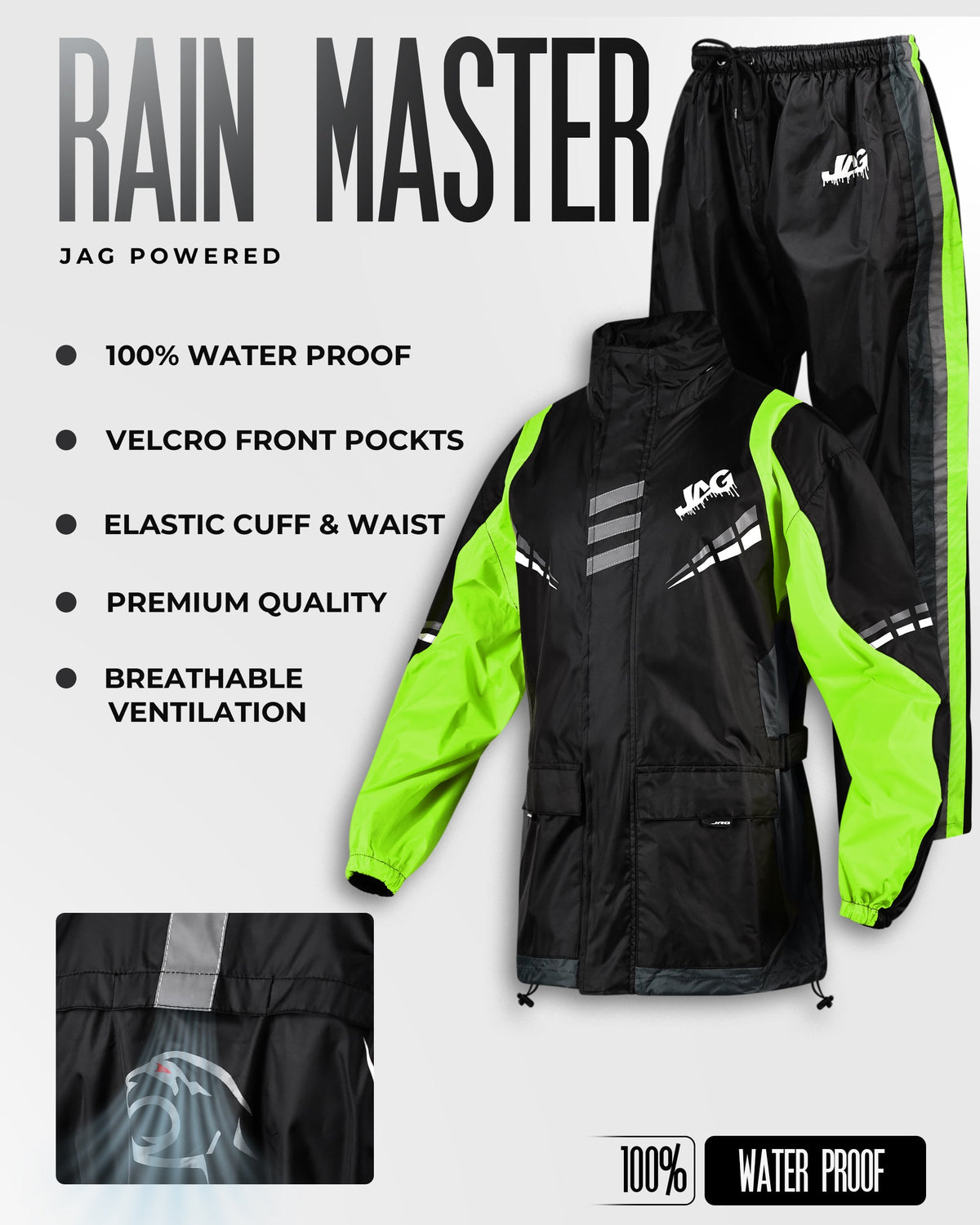 JAG Rainmaster Rain Suit for Men & Women | Water Proof Rain gear - Michaela's Outdoors