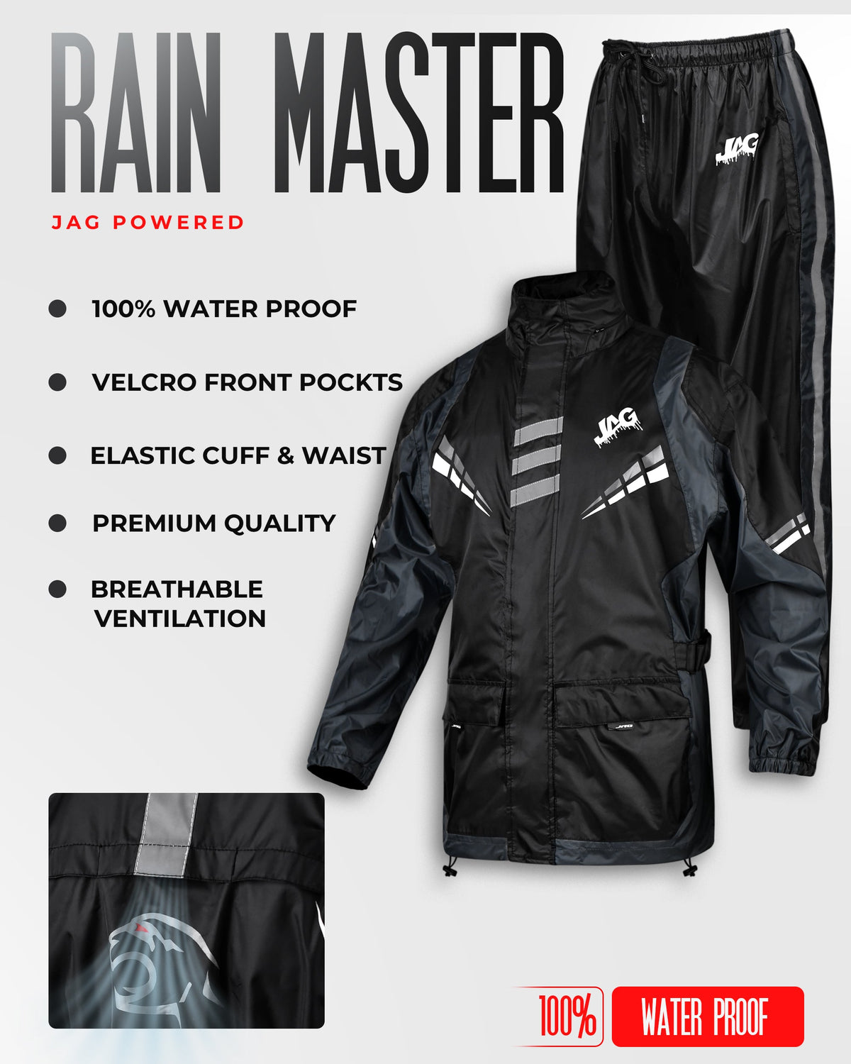 JAG Rainmaster Rain Suit for Men & Women | Water Proof Rain gear - Michaela's Outdoors