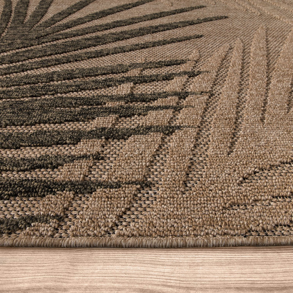 In- & Outdoor Rug Cologne with Modern Leaf Design in Beige