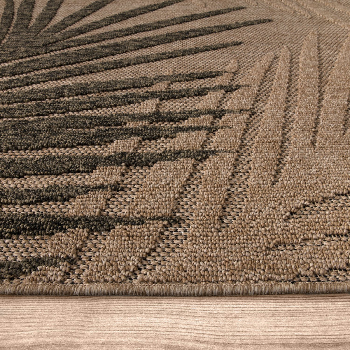 In- & Outdoor Rug Cologne with Modern Leaf Design in Beige