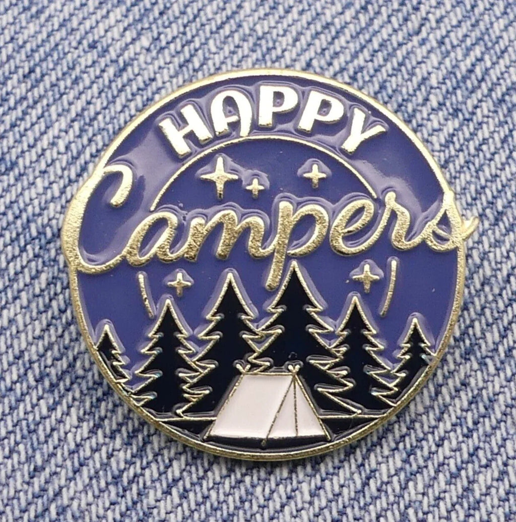 Happy Campers Enamel Pin – Camping & Outdoor Adventure Pin - Michaela's Outdoors