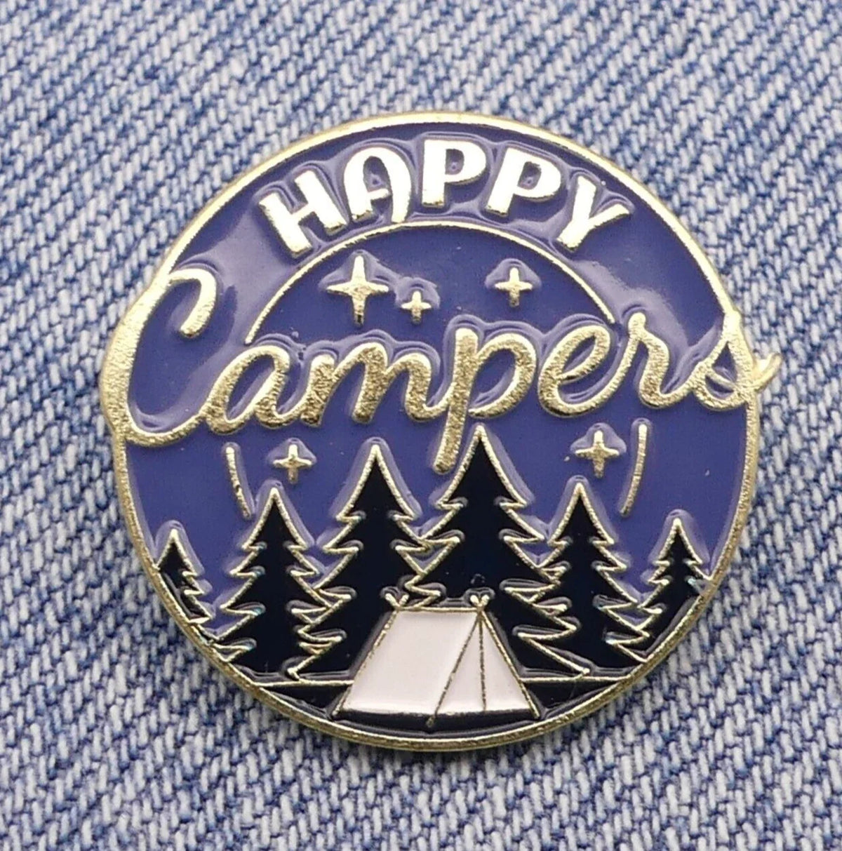 Happy Campers Enamel Pin – Camping & Outdoor Adventure Pin - Michaela's Outdoors